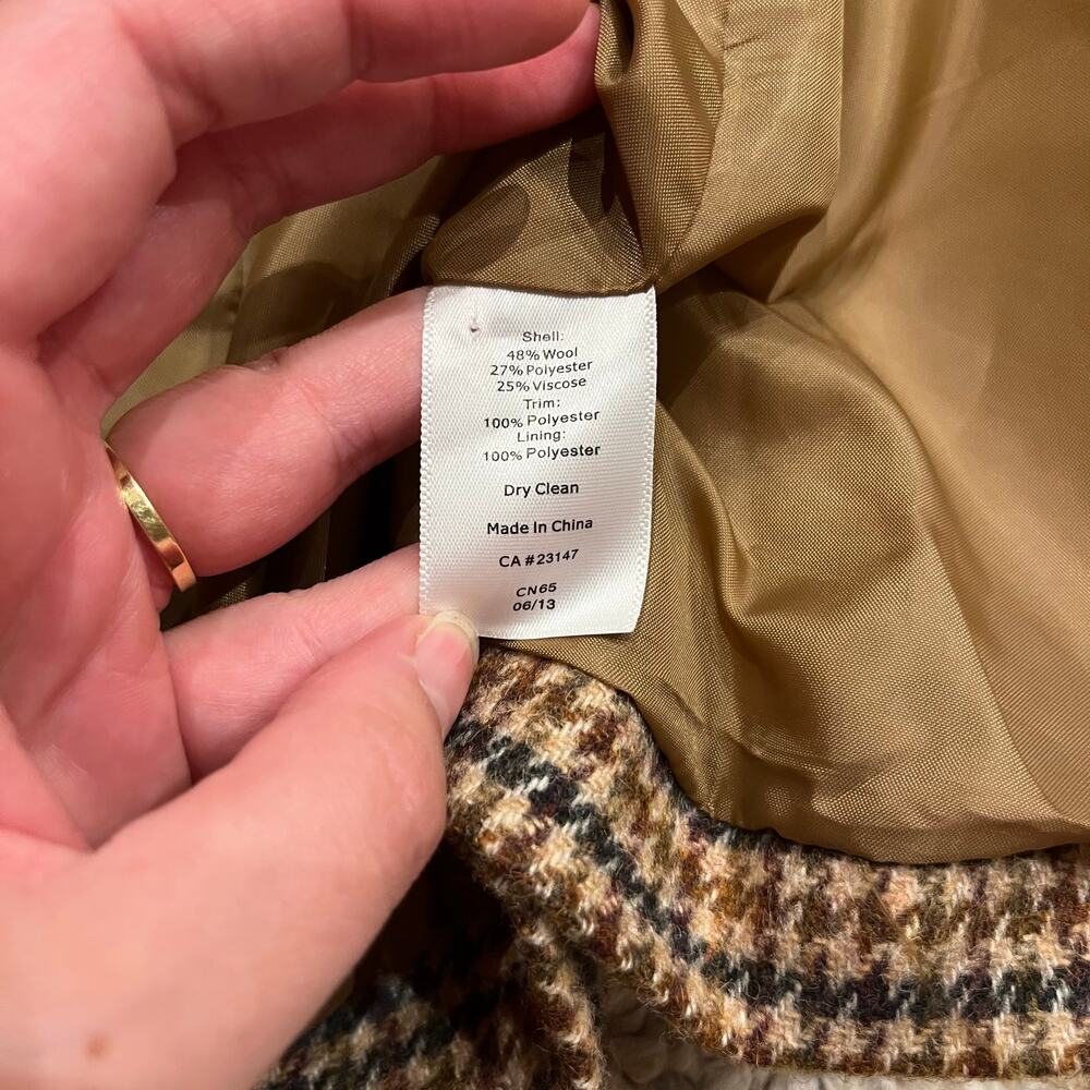 Talbots Brown Houndstooth Blazer with Suede-Trim Collar - Picture 4 of 6